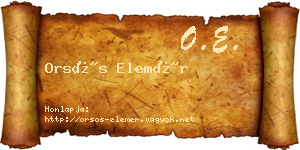 Orsós Elemér névjegykártya