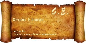 Orsós Elemér névjegykártya